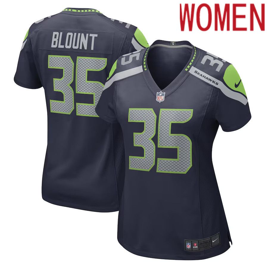 Women Seattle Seahawks #35 Joey Blount Nike College Navy Game Player NFL Jersey->women nfl jersey->Women Jersey